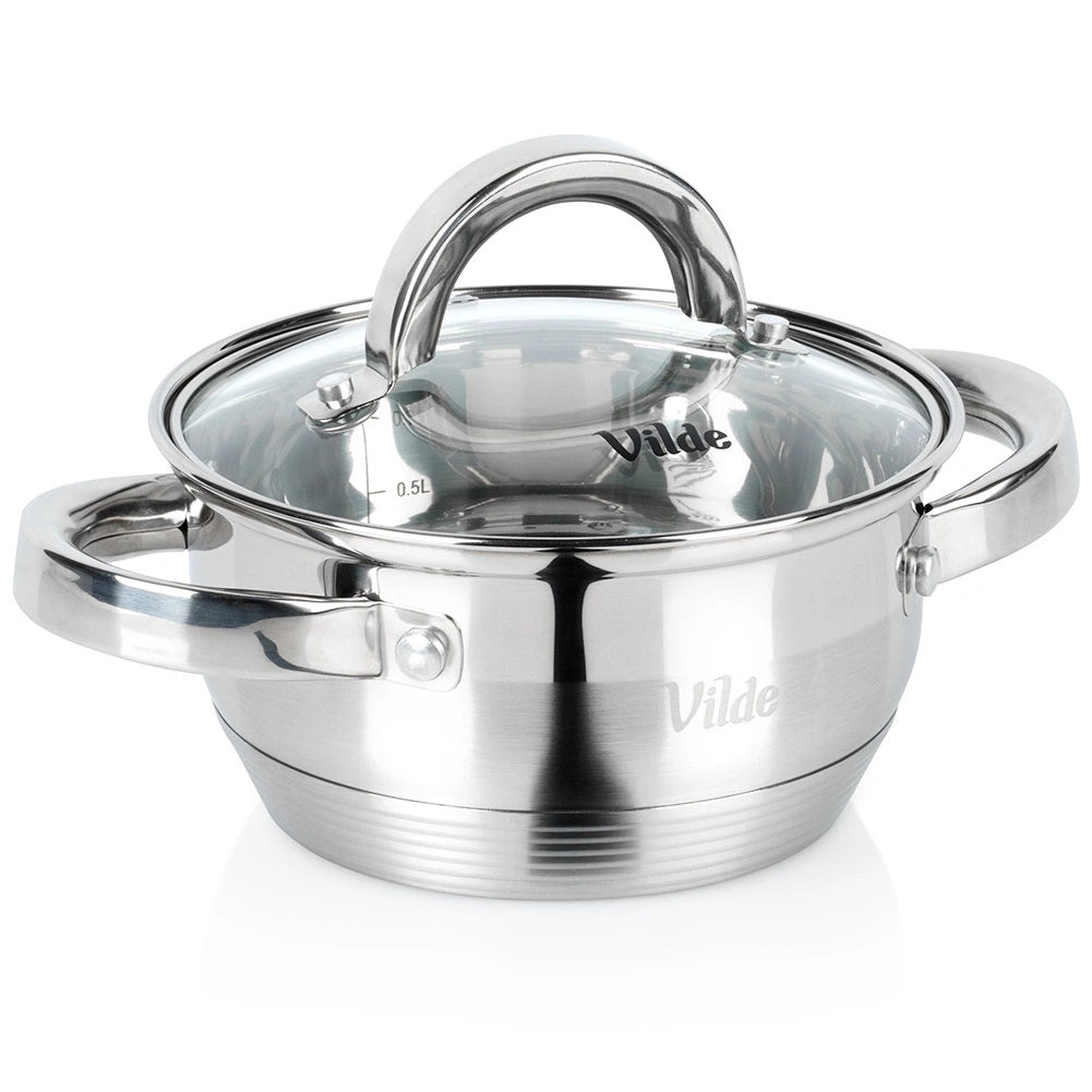 Stainless Steel Pot With Glass Lid, 14 Cm, 1 L