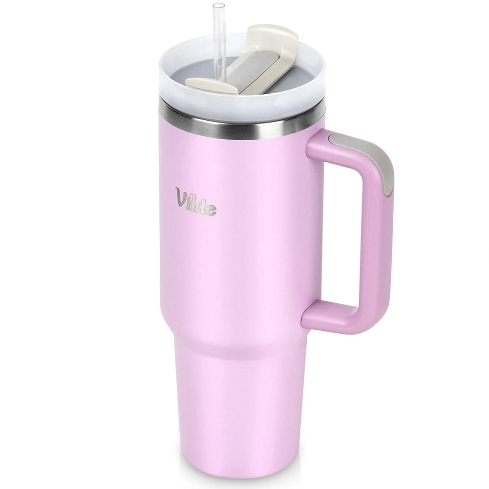 Pink Stainless Steel Travel Mug With Handle, 1.2 L