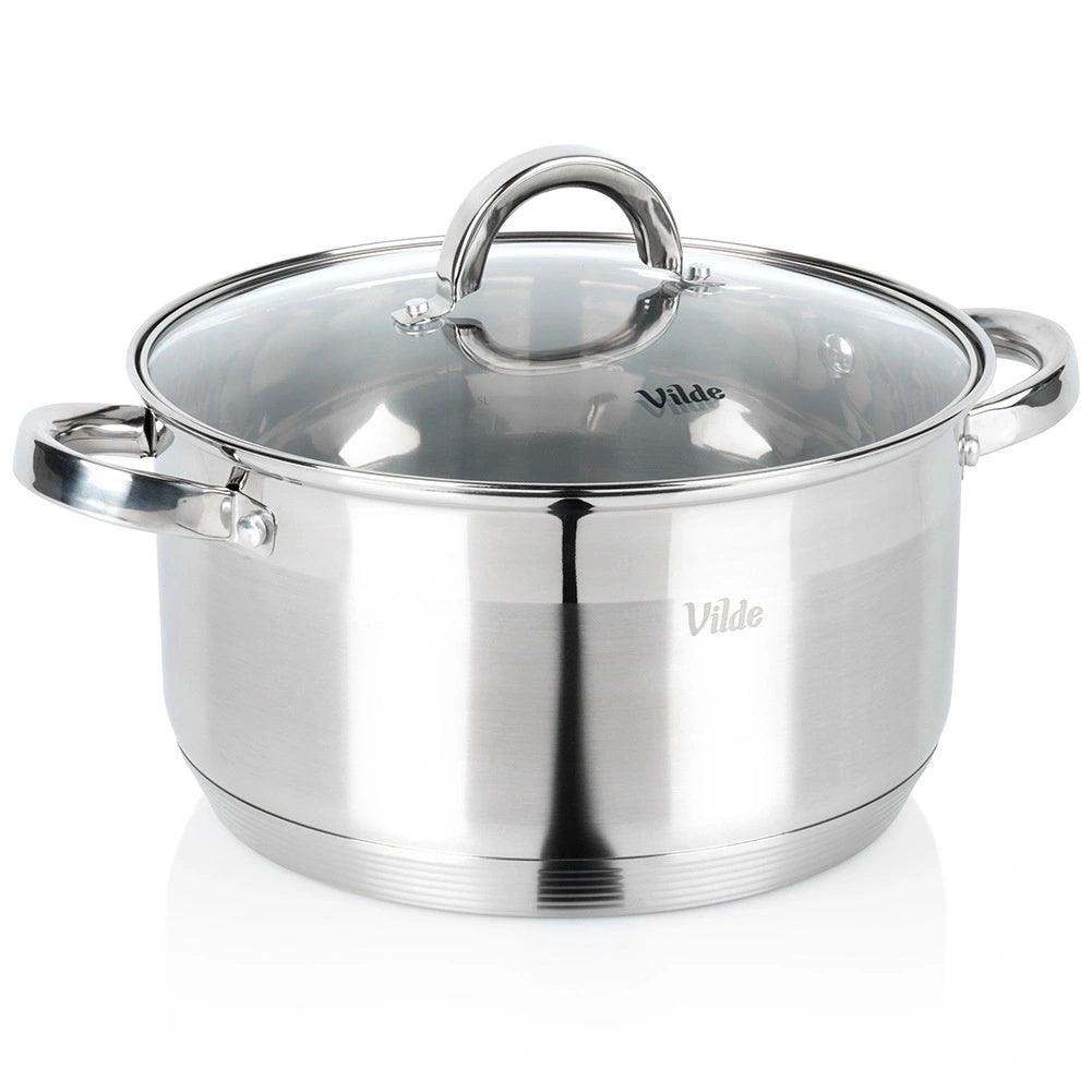 Stainless Steel Pot With Glass Lid, 24 Cm, 5.8 L