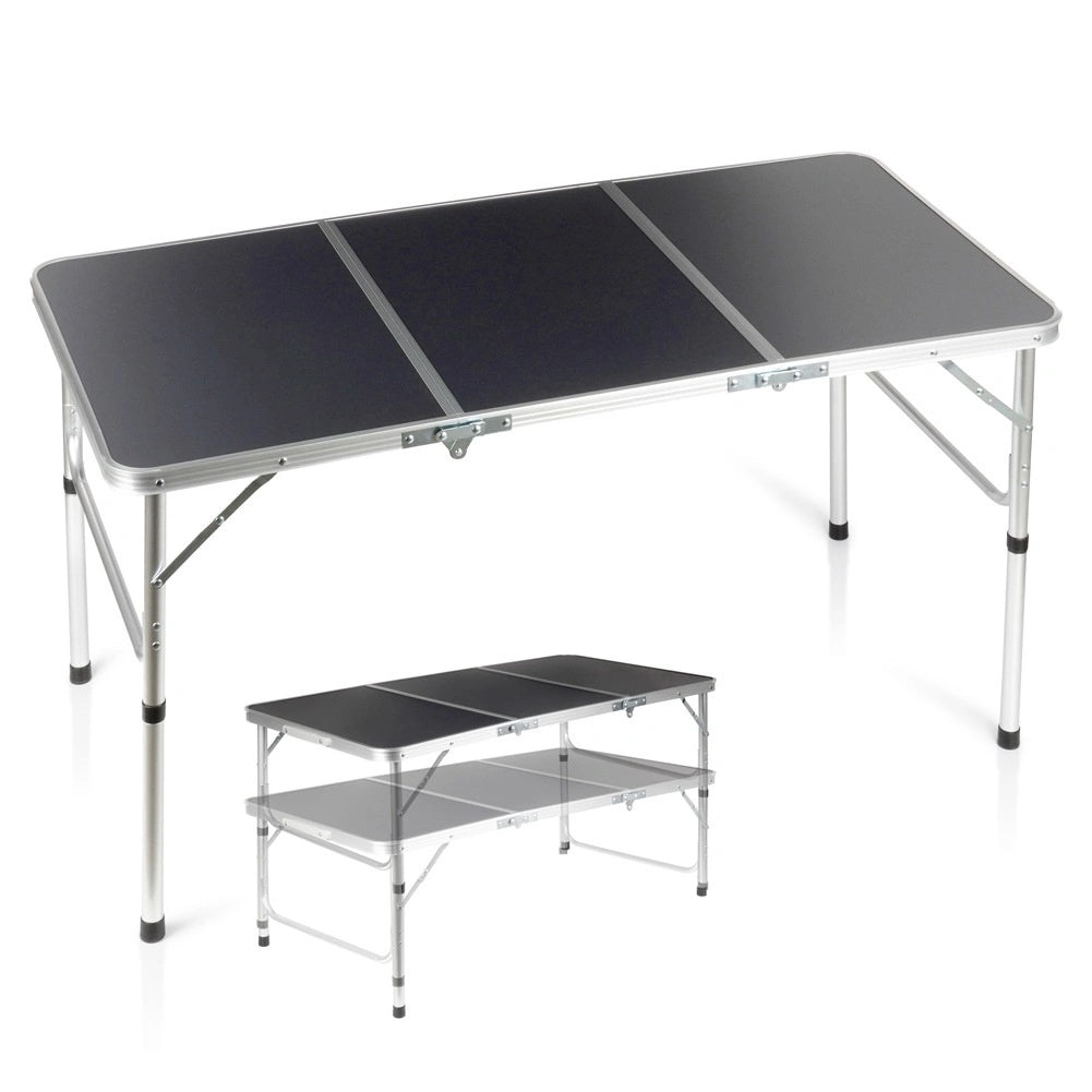 Folding Camping Table, Adjustable Height, 120x60 Cm