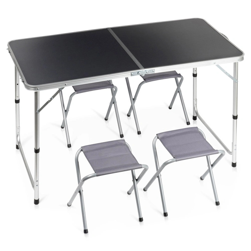 Folding Camping Table Set With Adjustable Height & Chairs