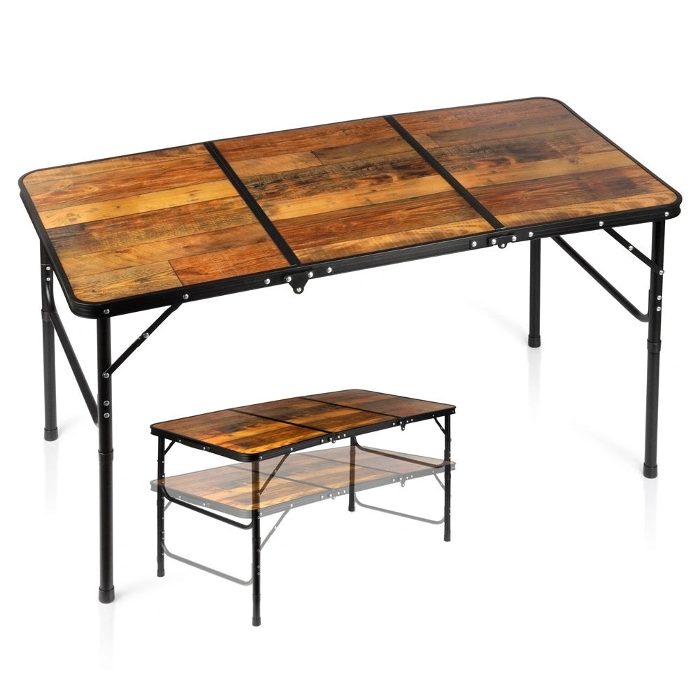 Folding Aluminum Camping Table, Adjustable Height 120x60 Cm