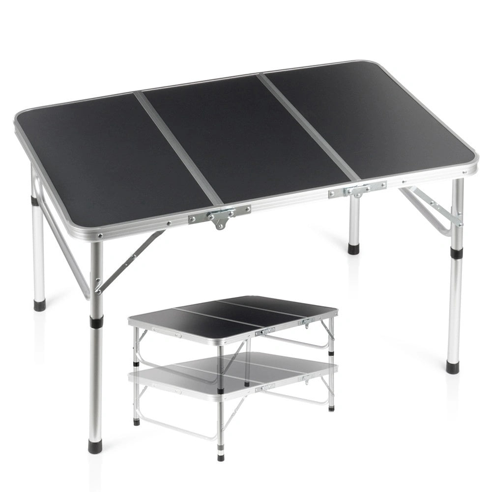 Folding Camping Table, Adjustable Height, Metal, 90x60 Cm