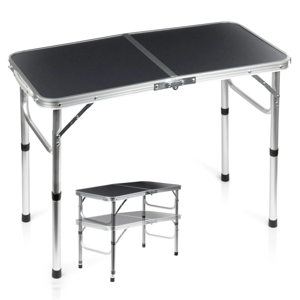 Folding Camping Table, Adjustable Height, Metal, 80x40 Cm
