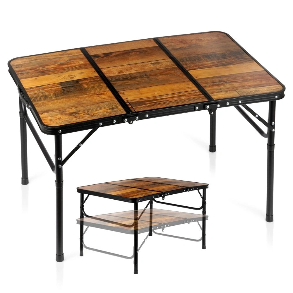 Folding Aluminum Camping Table, Adjustable Height 90x60 Cm