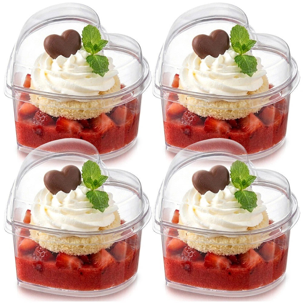 Heart-shaped Dessert Cups With Lids, 130ml, Set Of 4