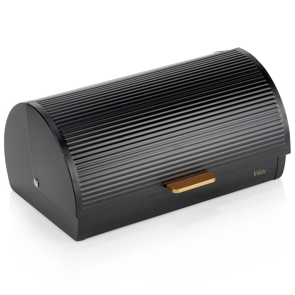 Black Metal Bread Bin, 39x28x18.5 Cm, Modern Design