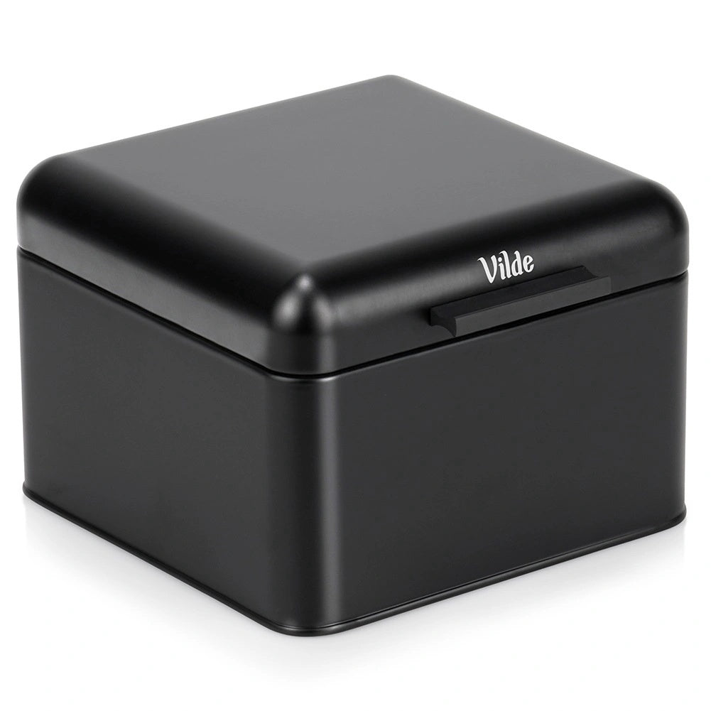 Black Metal Bread Bin, 22x20x14.5 Cm, Compact & Stylish