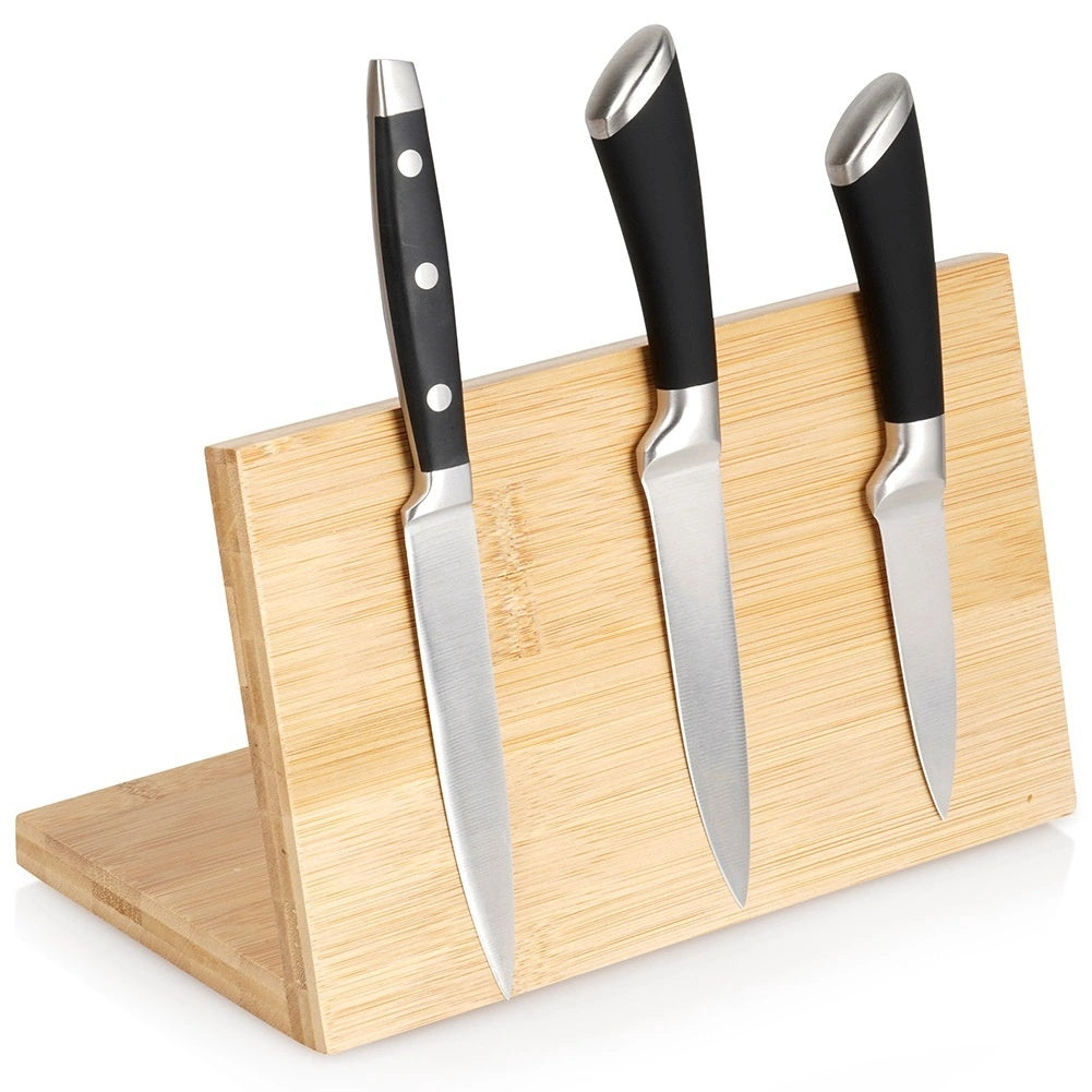 Magnetic Bamboo Knife Block Stand, 25x14x15 Cm