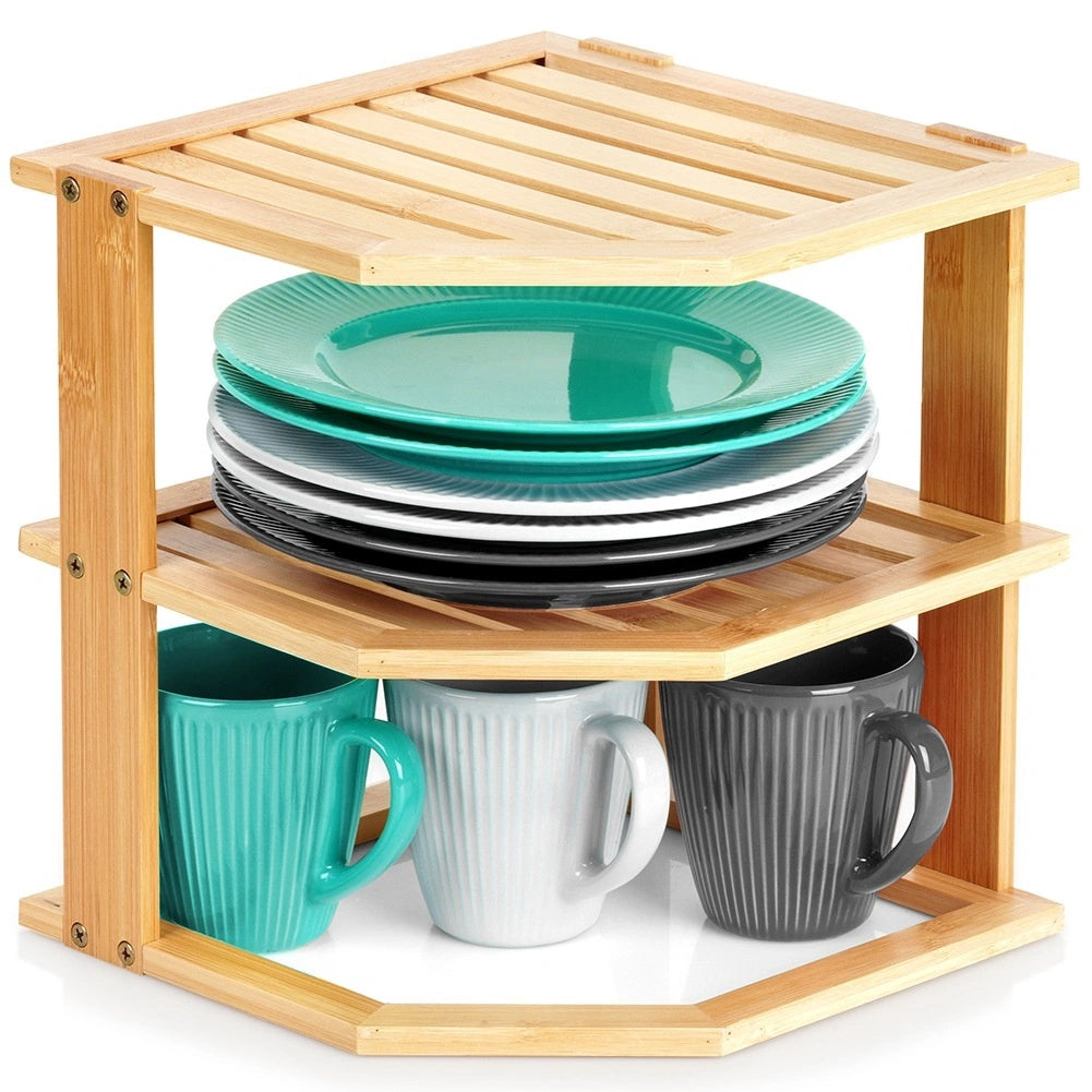 Bamboo Corner Kitchen Shelf, 3-tier, 25x25x27 Cm