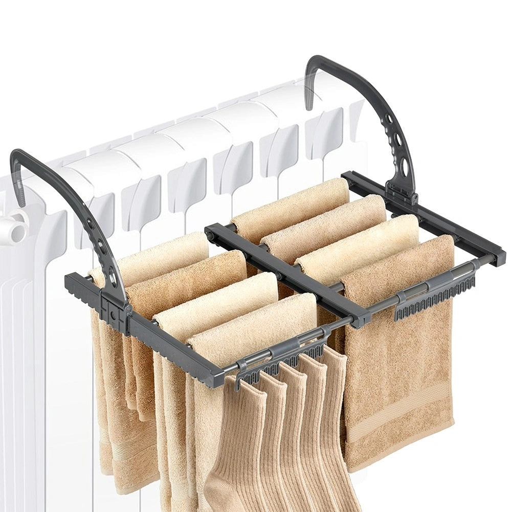 Extendable Metal Radiator Clothes Drying Rack, Gray