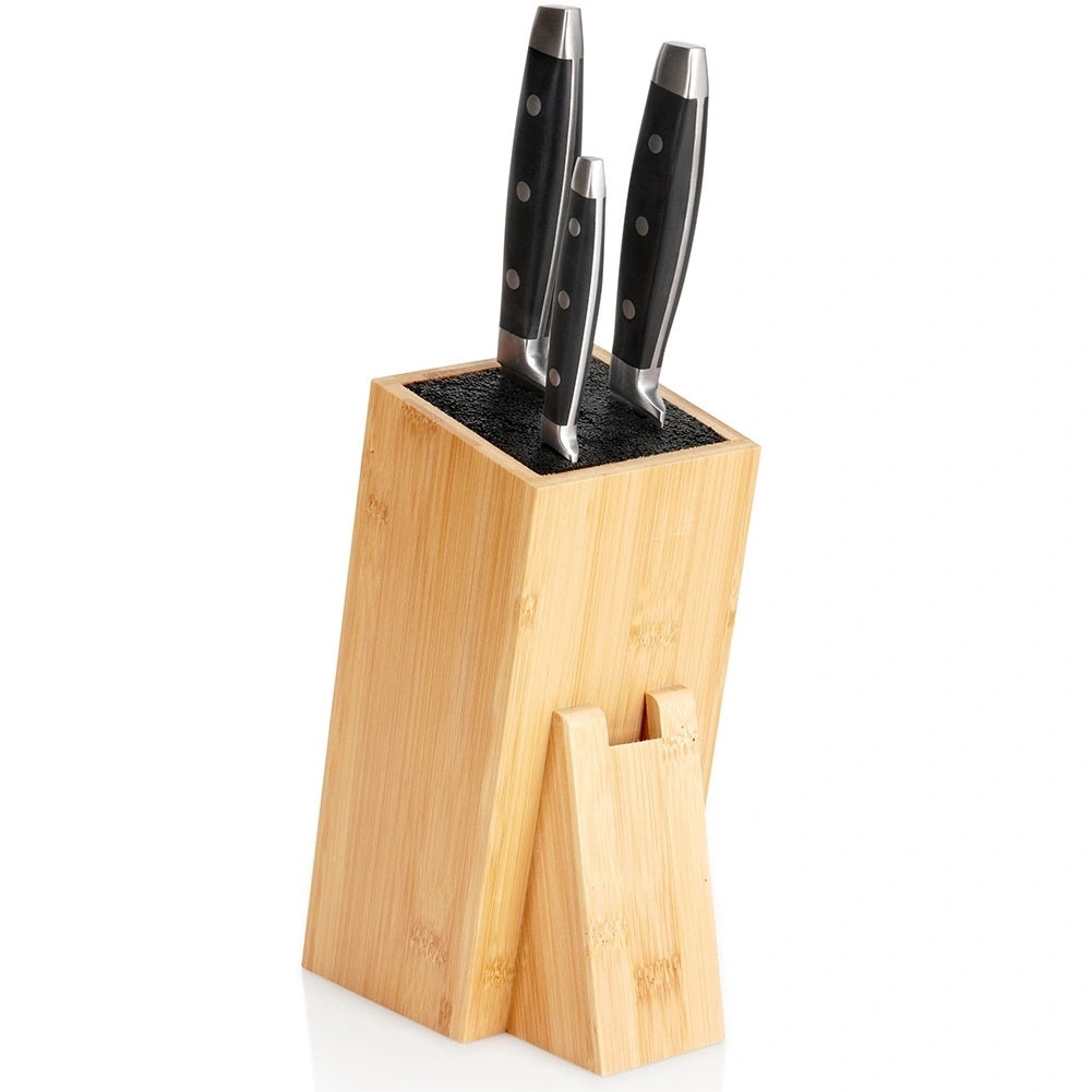 Bamboo Knife Block With Removable Bristles, 10.5x16.5x24.5 Cm
