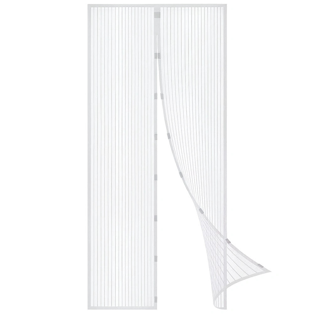 Magnetic Fly Screen Door, White Polyester, 208x100 Cm