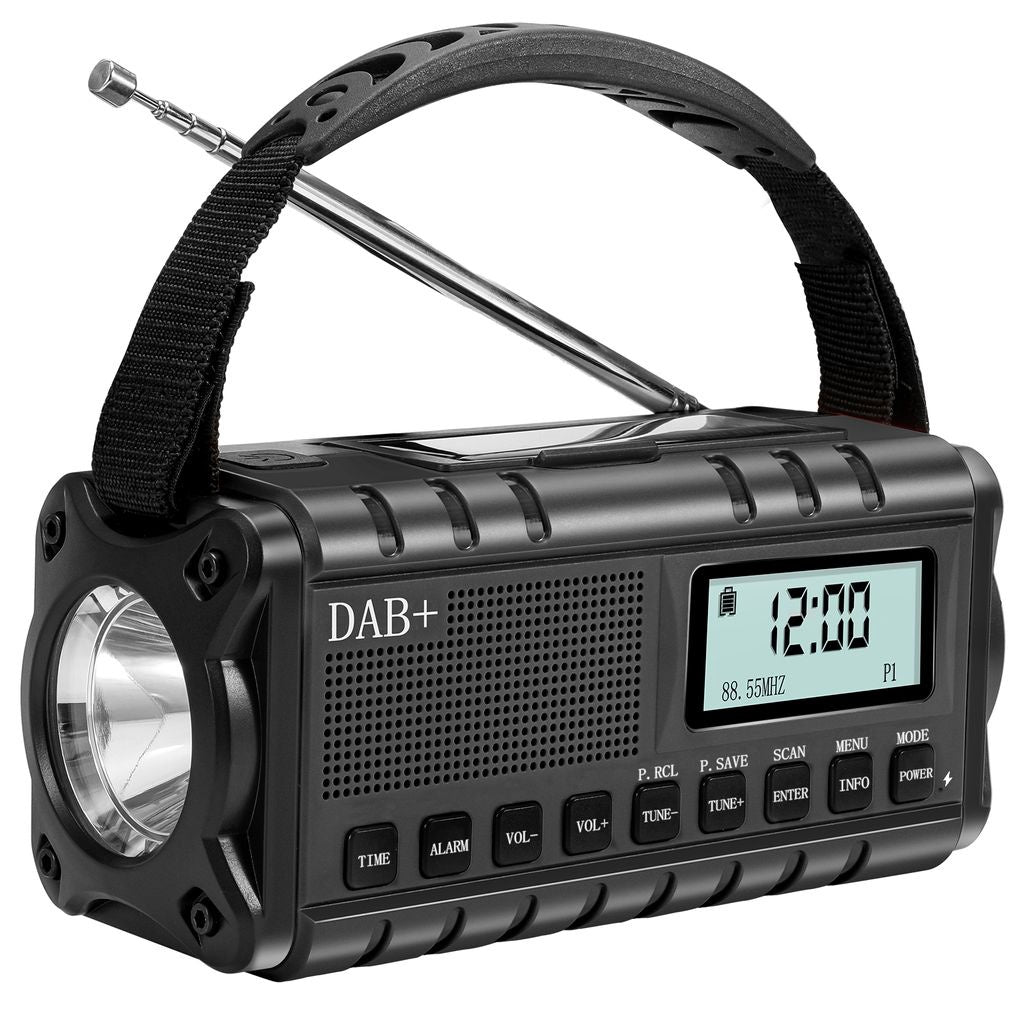 Sign Nödradio Dab+/fm Med Handvev/batteri/solceller/usb-ström - Svart