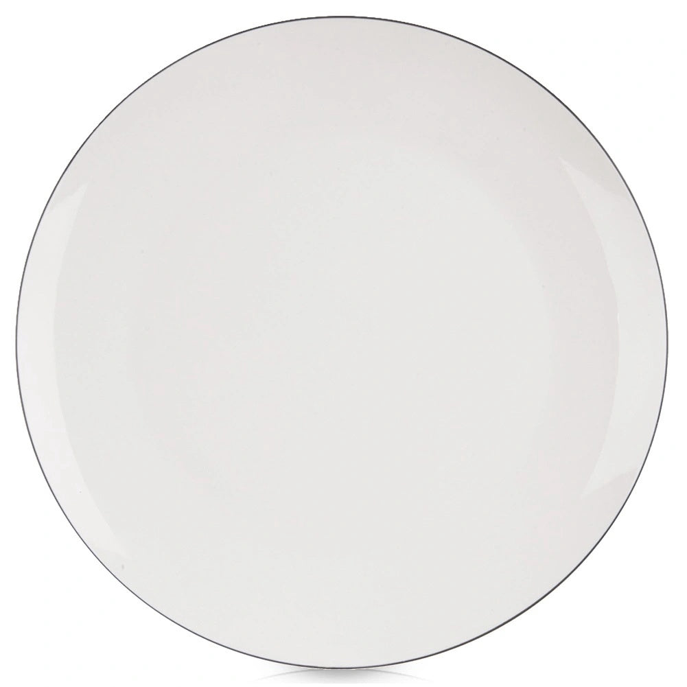 Porcelain Dinner Plate, White, 27 Cm, Black Rim