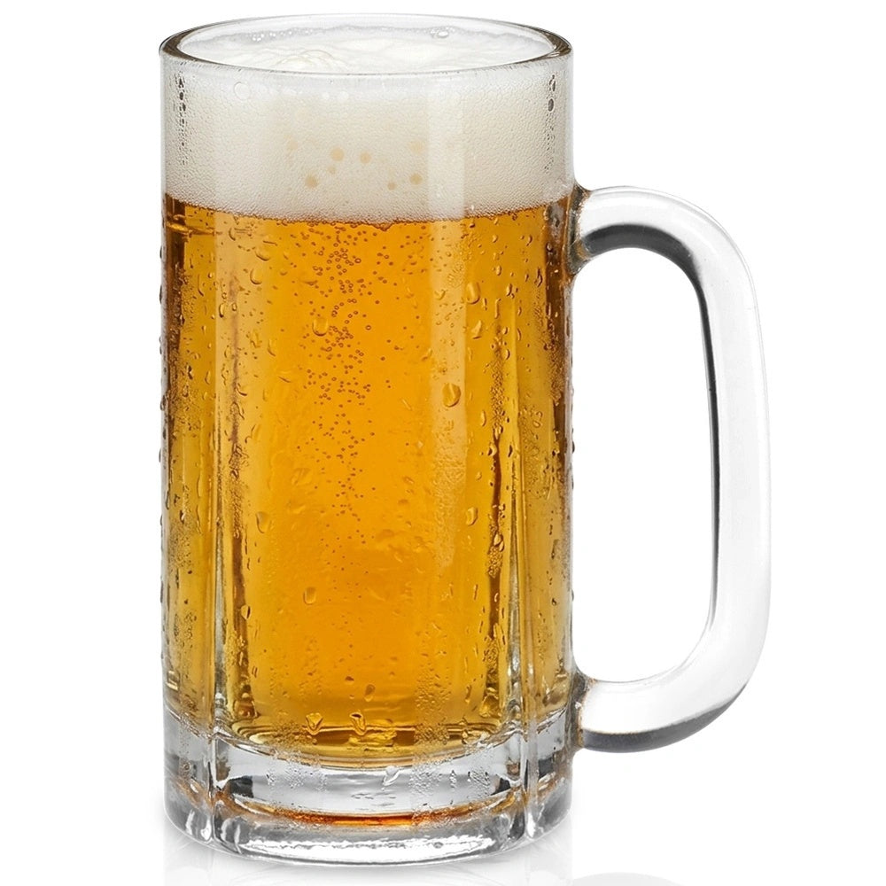 Glass Beer Mug, 500 Ml - Thick Glass, Dishwasher Safe