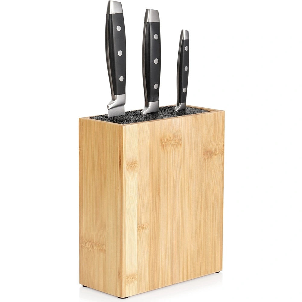 Bamboo Knife Block With Removable Bristles, 19.5x9x23 Cm
