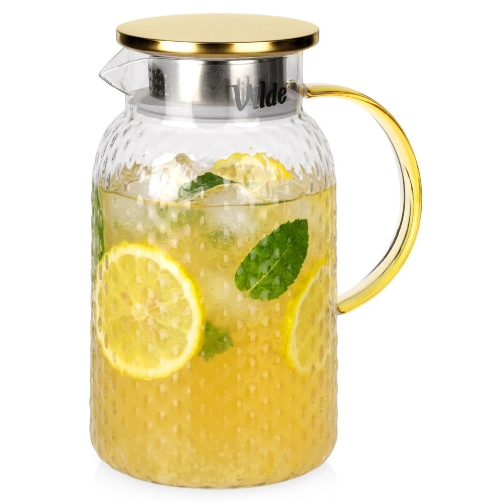 Glass Pitcher With Lid And Strainer, 1.5l Capacity