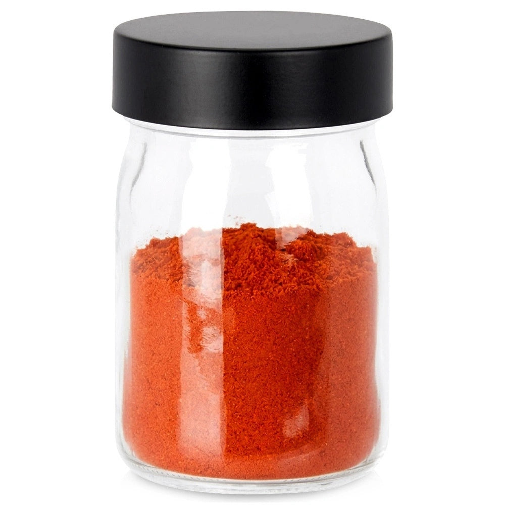 Glass Storage Jar With Black Lid, 250ml