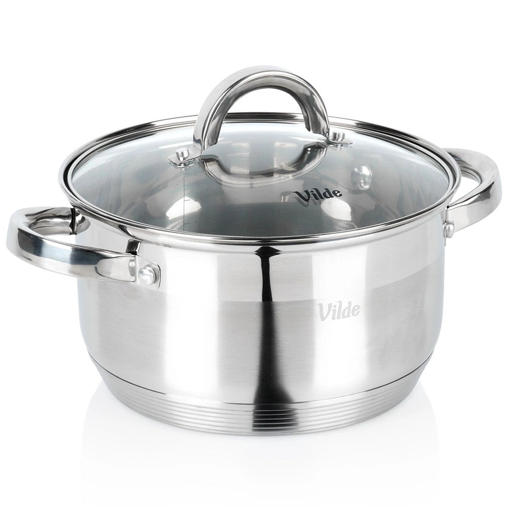 Stainless Steel Pot With Glass Lid, 20 Cm, 3.4 L