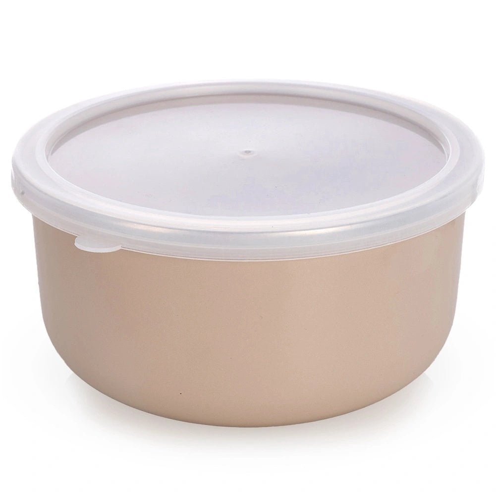 Enamel-coated Steel Bowl With Lid, Beige, 1.3l, 16.5 Cm