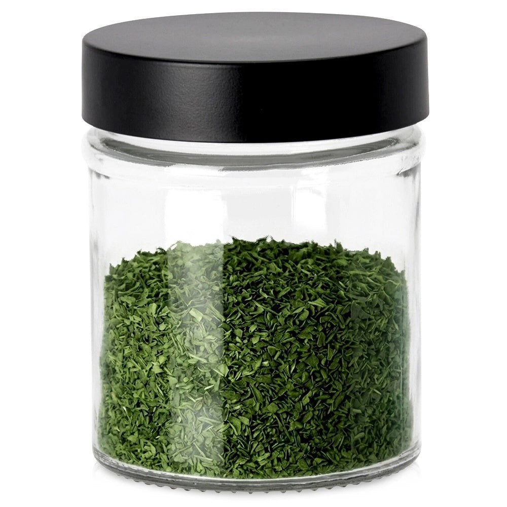Glass Storage Jar With Black Lid, 300ml