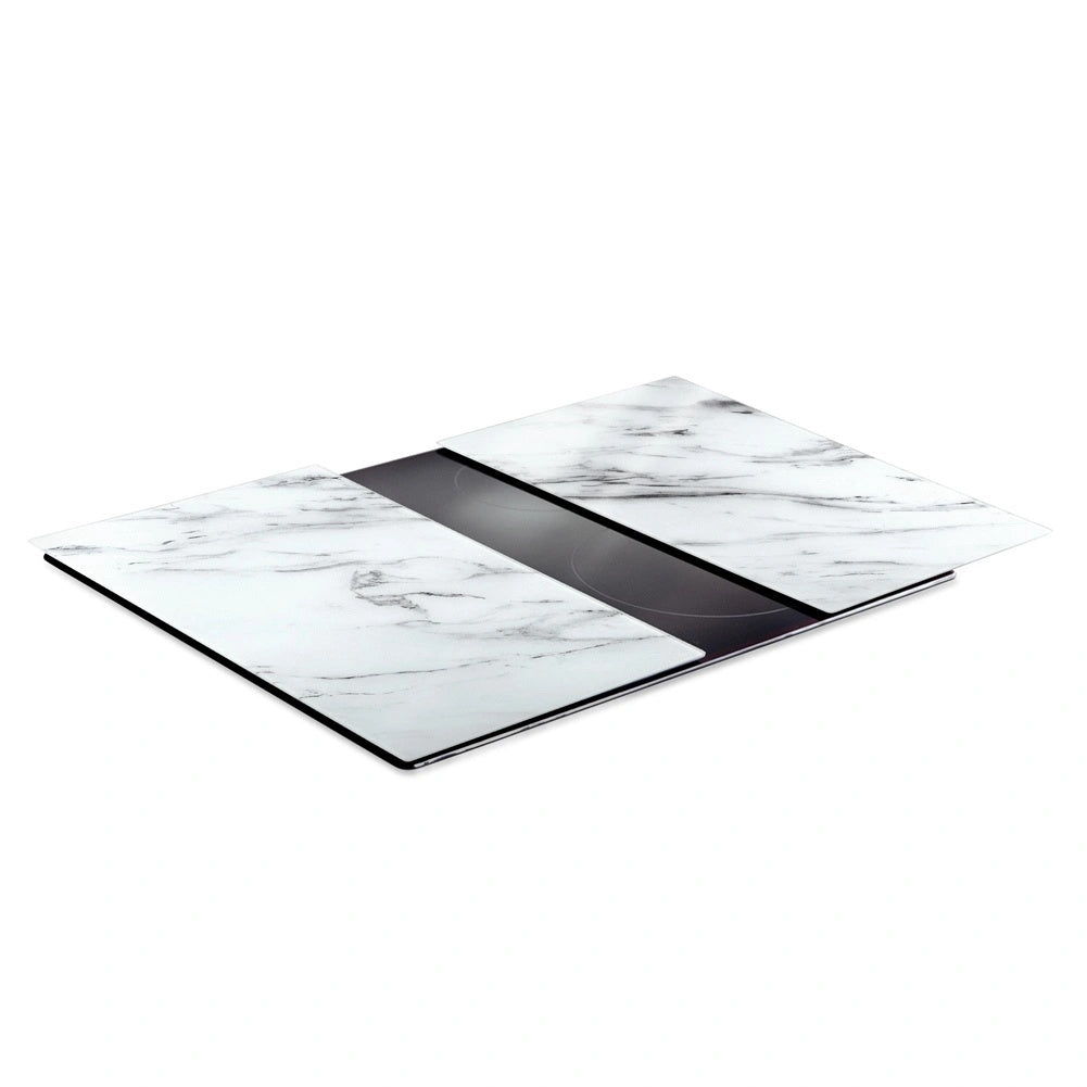 Glass Cutting Boards - White Marble, 60x52 Cm, Set Of 2