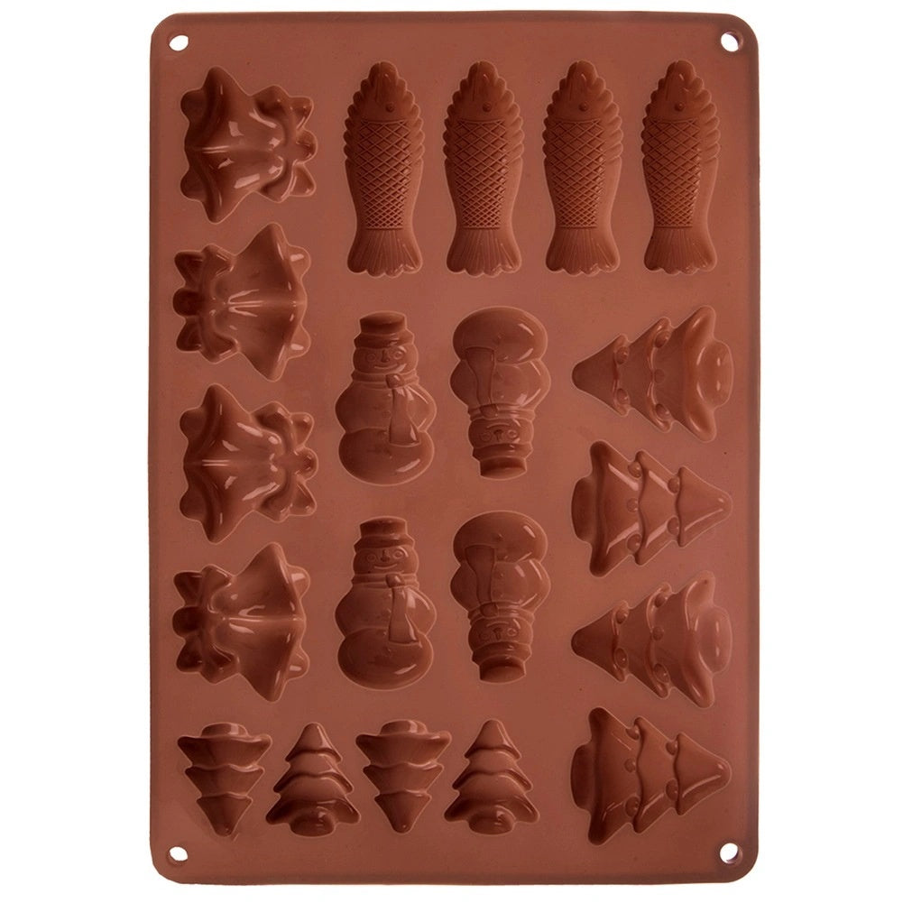 Silicone Cookie & Chocolate Mold, 34x24.5 Cm, Brown