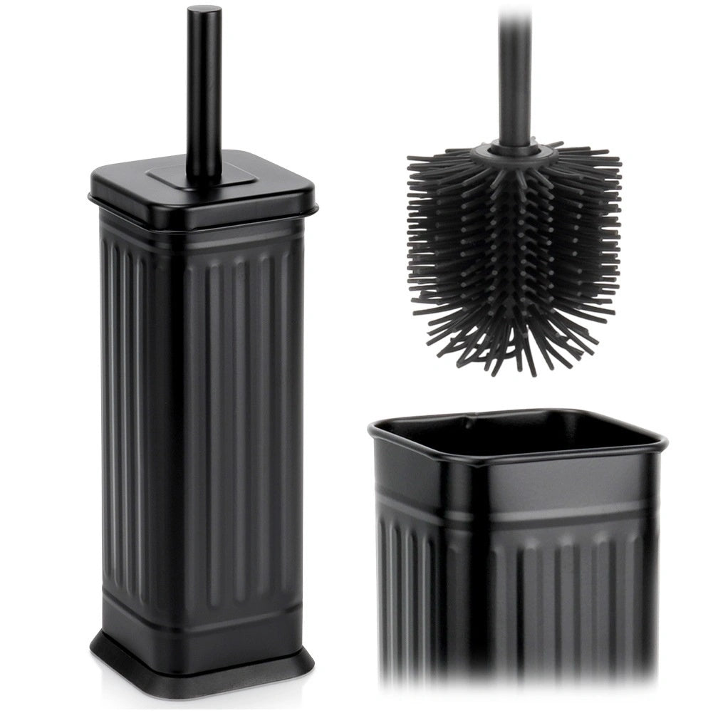 Silicone Toilet Brush With Metal Holder, Black 36.5 Cm