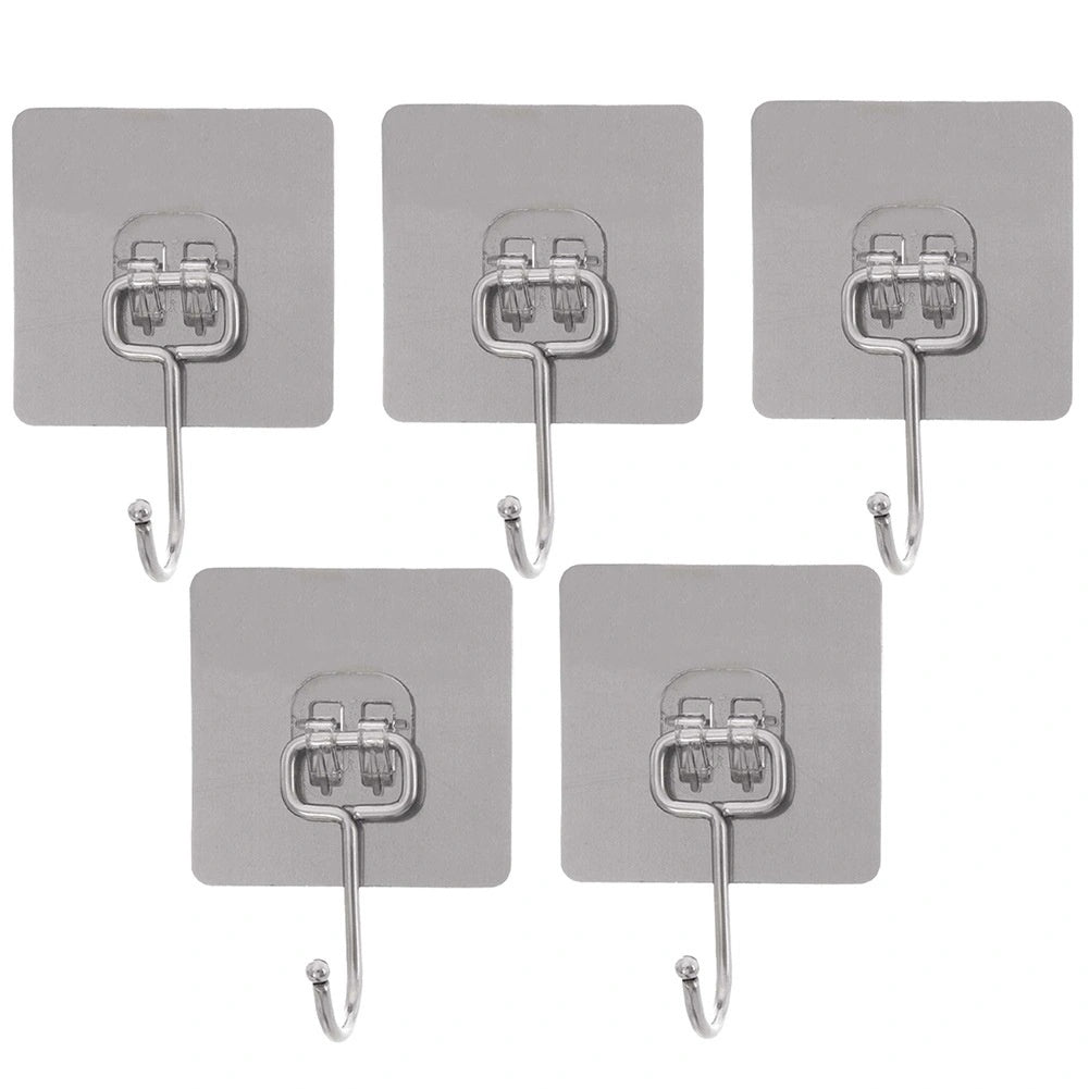 Self-adhesive Stainless Steel Hooks, 6.5 Cm, Set Of 5