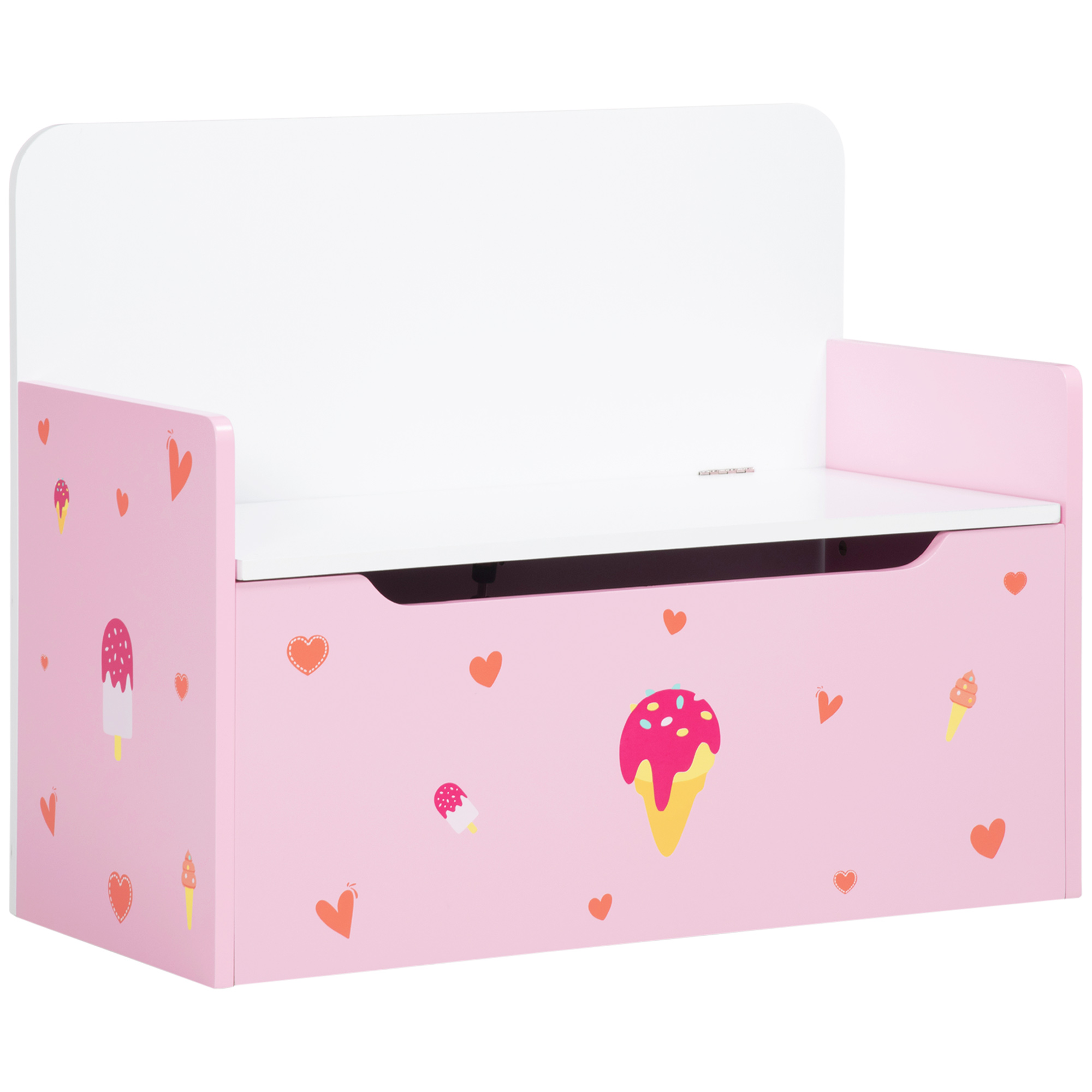 2-in-1-kinderbank Mit Integriertem Staufach, Für Kinder Ab 18 Monaten, Max. Belastung 50 Kg, 60 X 30 X 50 Cm, Rosa