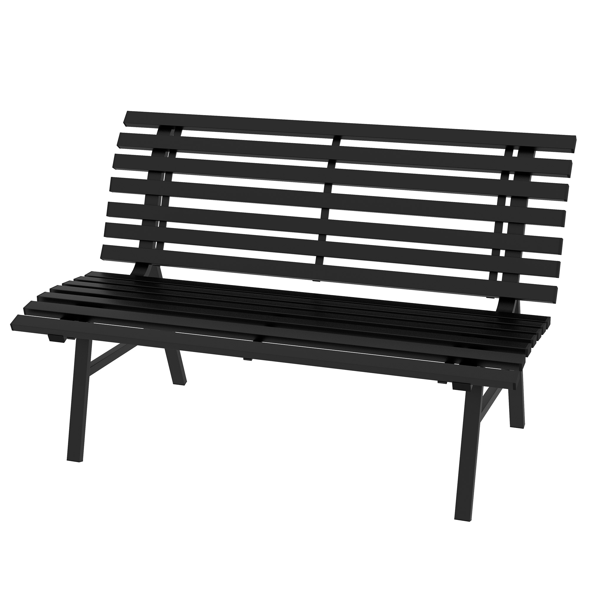 Zweisitzer-gartenbank Aus Aluminium Mit Lattenrost, 123 X 67 X 79 Cm, Schwarz