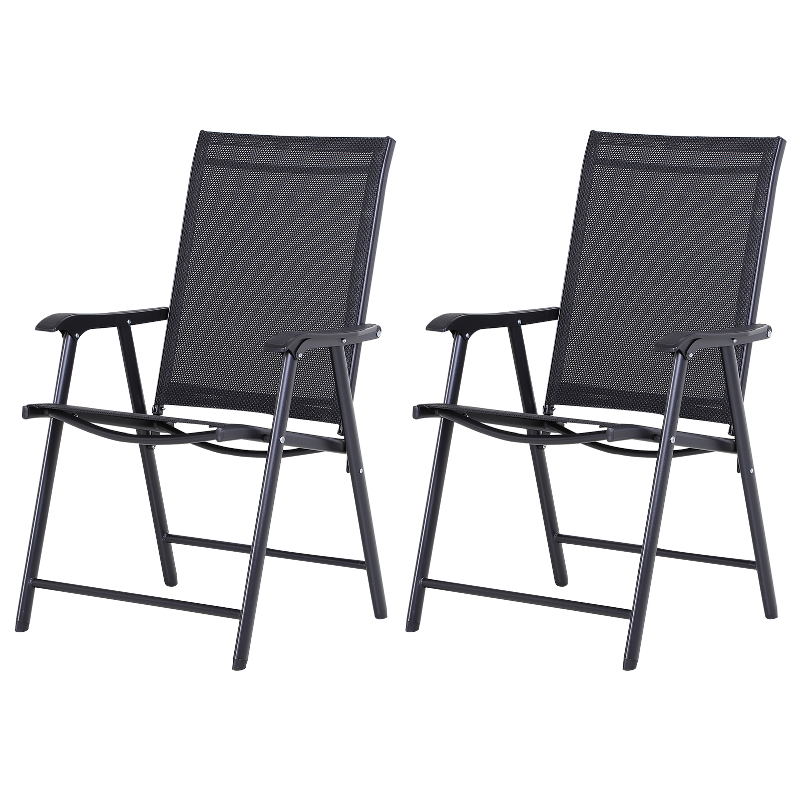 2er-set Klappbare Gartenstühle Mit Armlehnen Für Terrasse Und Garten, Tragkraft 110 Kg, 58 X 64 X 94 Cm, Schwarz