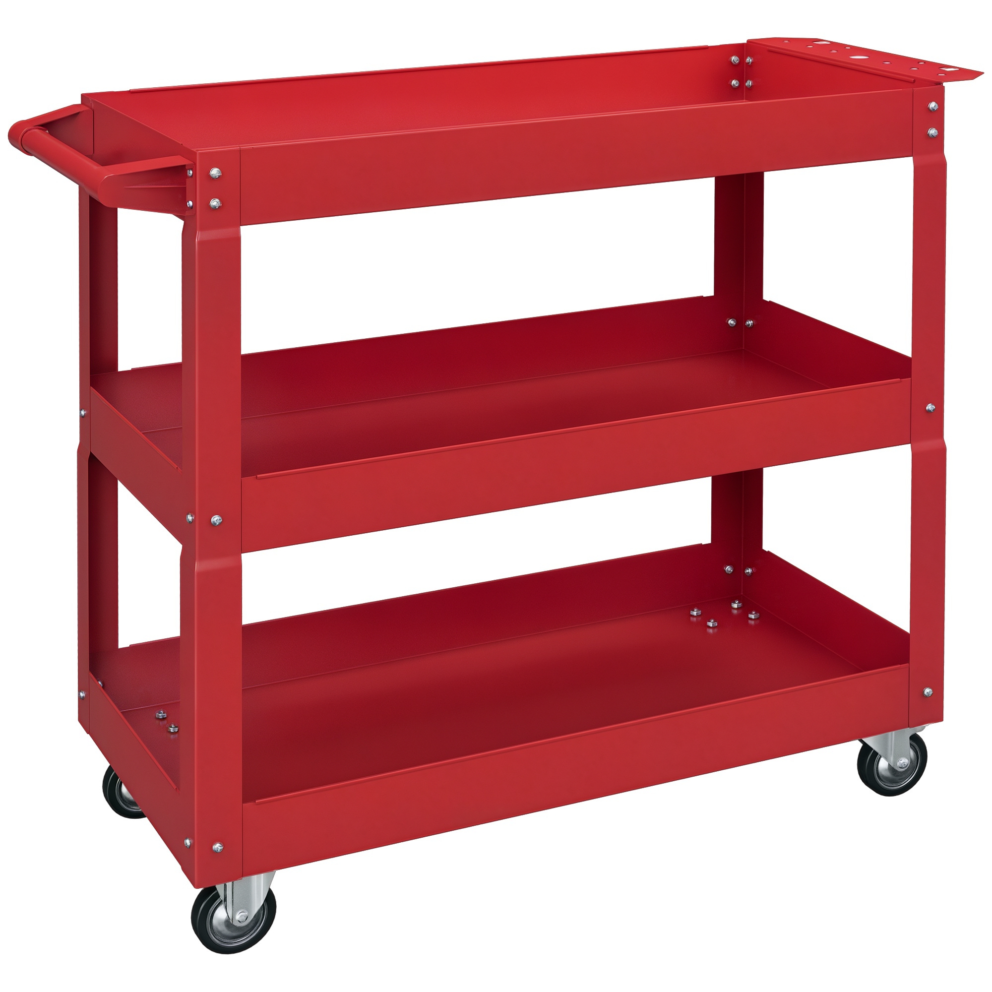 3-stöckiger Werkzeugwagen, 4 Rollen, Stahl, 83 Cm (b) X 35,3 Cm (t) X 76 Cm (h), Rot
