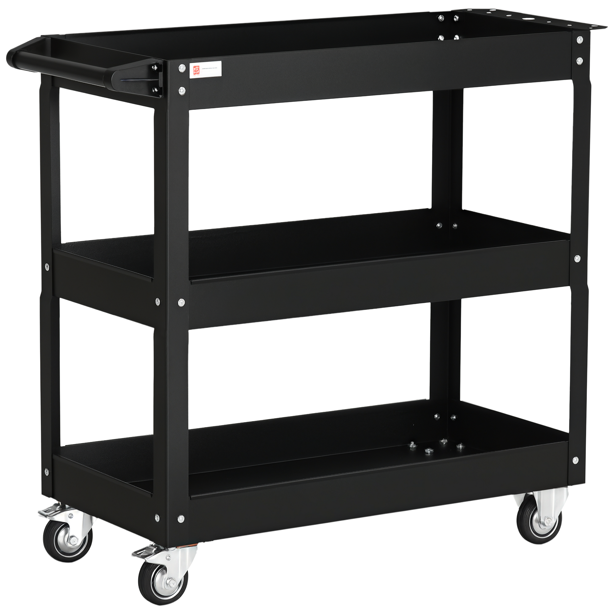 3-stöckiger Werkzeugwagen, 4 Rollen, Stahl, 83 Cm (b) X 35,3 Cm (t) X 76 Cm (h), Schwarz