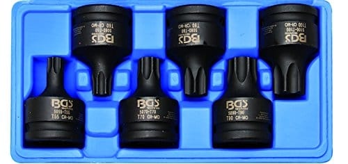 BGS Kraft-Bit-Einsatz-Satz Antrieb Innenvierkant 20 mm (3/4 Zoll) T-Profil (für TX) T55 - T100 6 tlg.