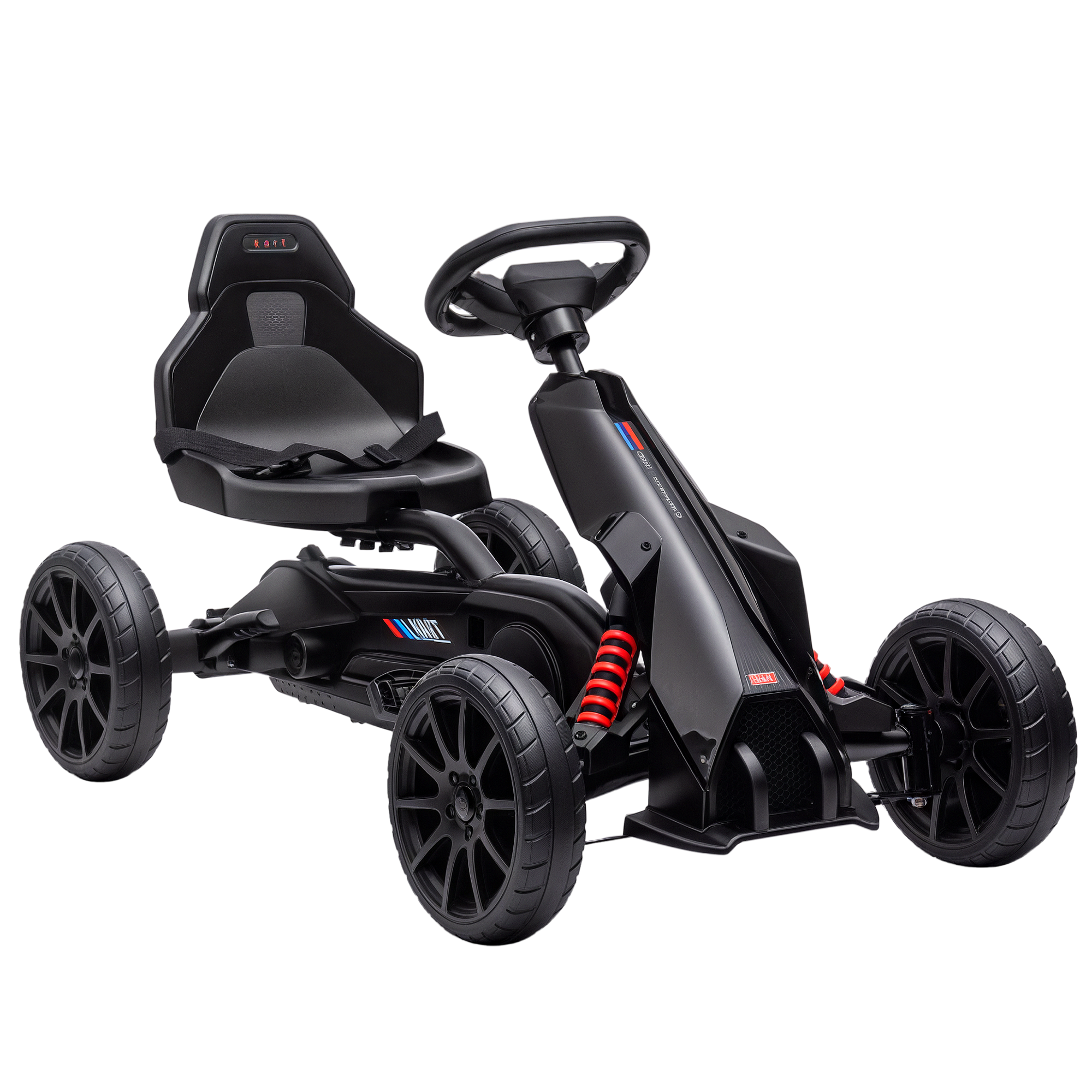 Pedal-gokart Für Kinder Von 3 Bis 8 Jahren, 4-fach Verstellbarer Sitz Und Eva-räder, 100 X 58 X 58,5 Cm, Schwarz