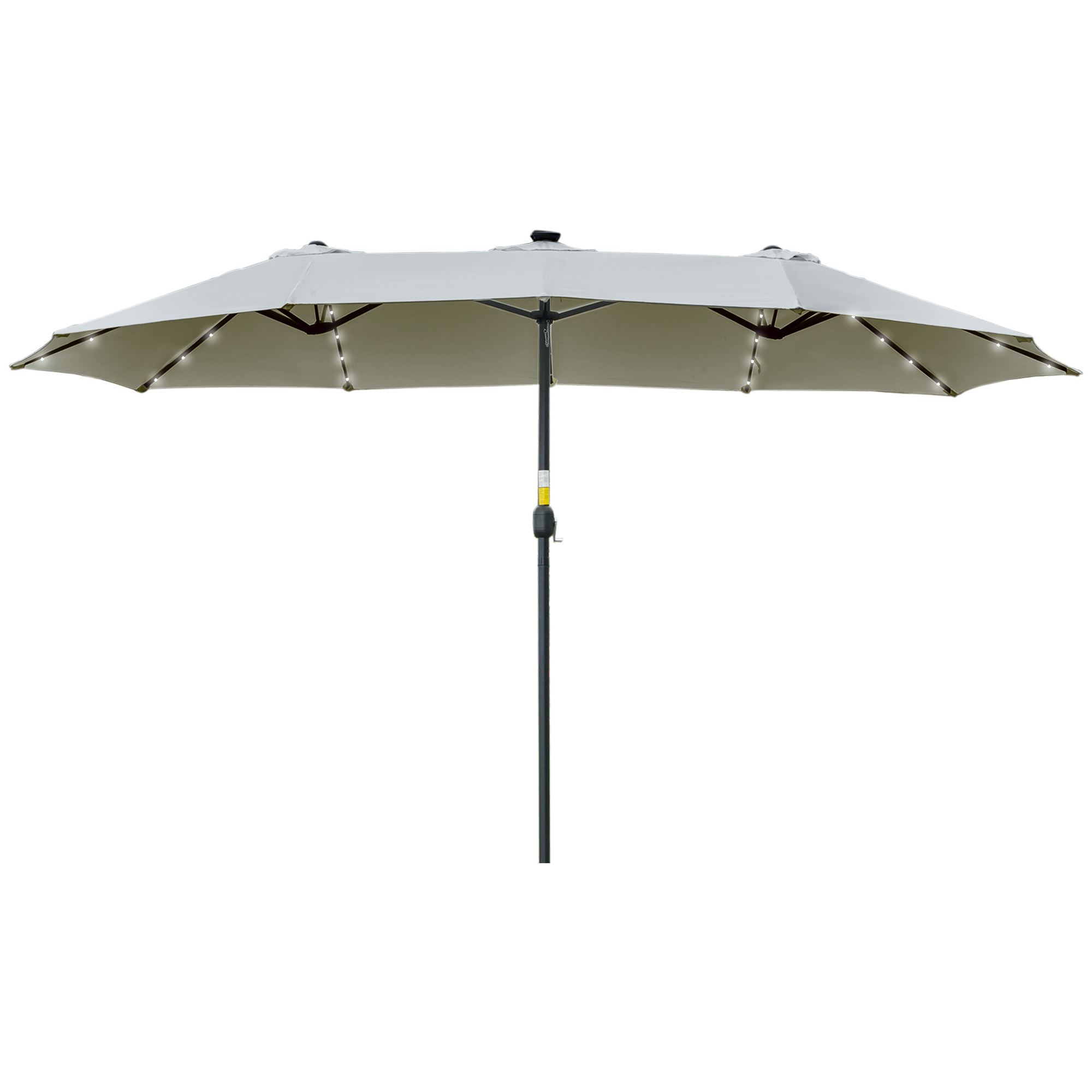 Doppelsonnenschirm 450 X 265 X 240 Cm Mit 48 Leds, Kurbelgriff, Sonnenschutz Für Terrasse, Balkon Und Pool, Hellgrau