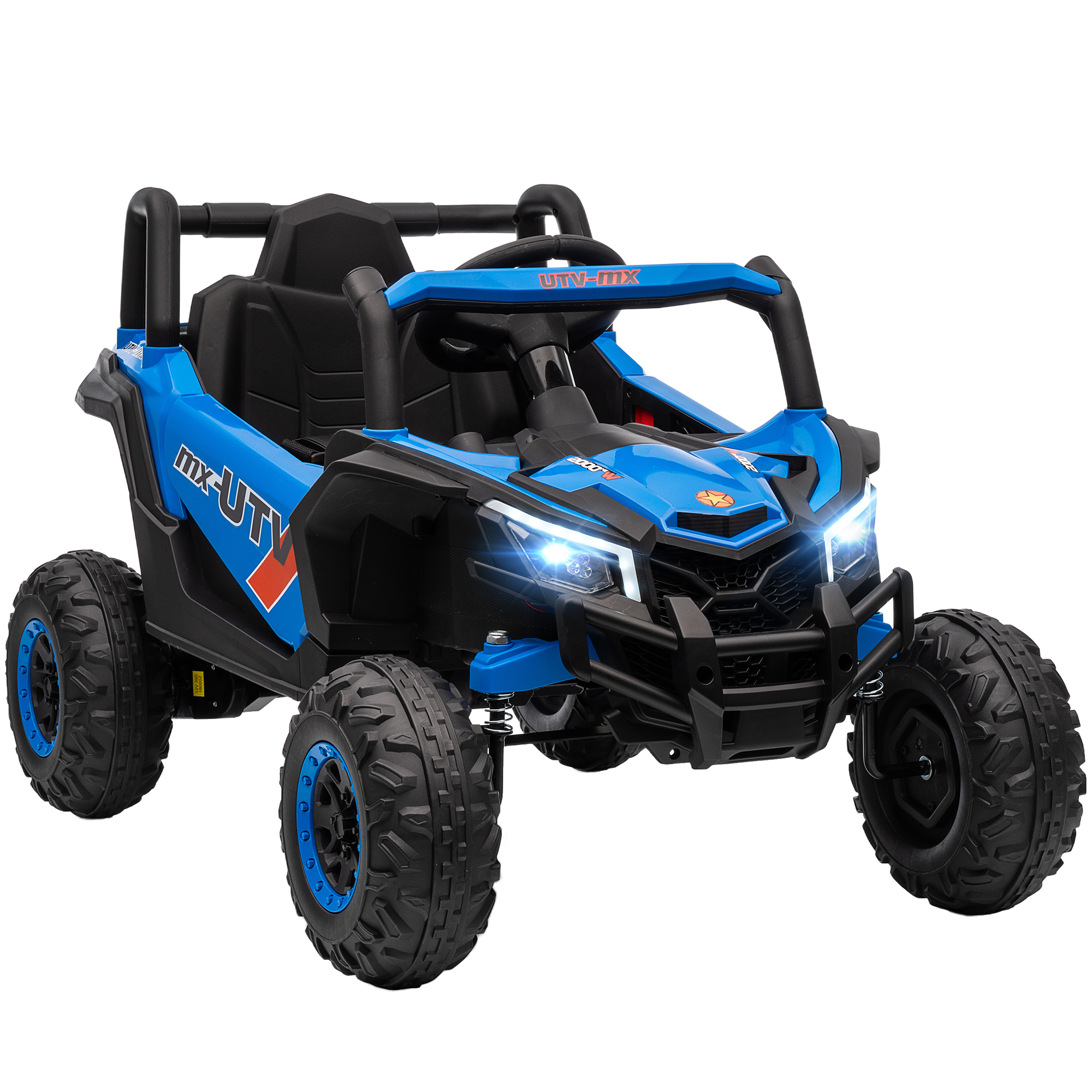 12v Elektro-utv Für Kinder Mit 2 Motoren, 2,4-ghz-fernbedienung, Geschwindigkeit Bis Zu 7 Km/h, Federungssystem, Blau