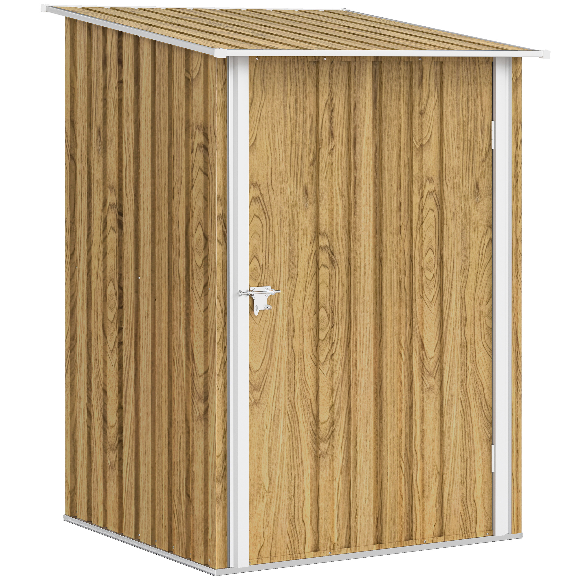 Casetta Da Giardino Porta Attrezzi Aus Verzinktem Acciaio Mit Porta A Waiting, 100 X 104 X 160 Cm, Chiaro Brown
