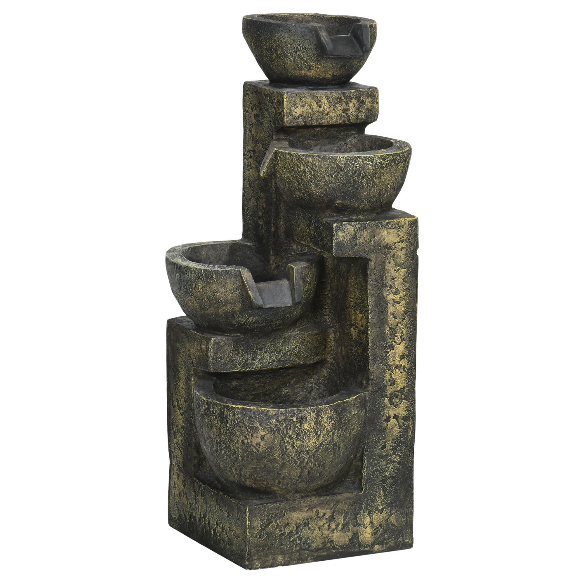 4-stufiger Kaskadenbrunnen (5 W) Mit Wasserbombe Und Verstellbarem Wasserstrahl, 25 X 24 X 60 Cm, Mehrfarbig