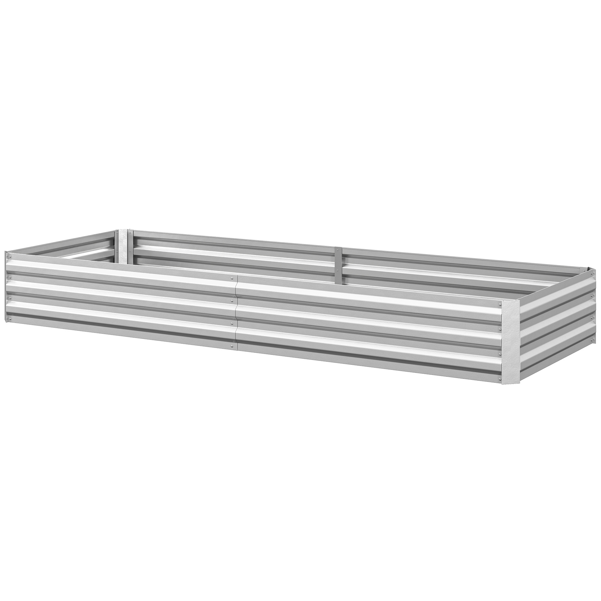 Rechteckiger Gemüsepflanzkasten Für Den Garten, 241 X 90,5 X 30 Cm, Wellblech, Silber