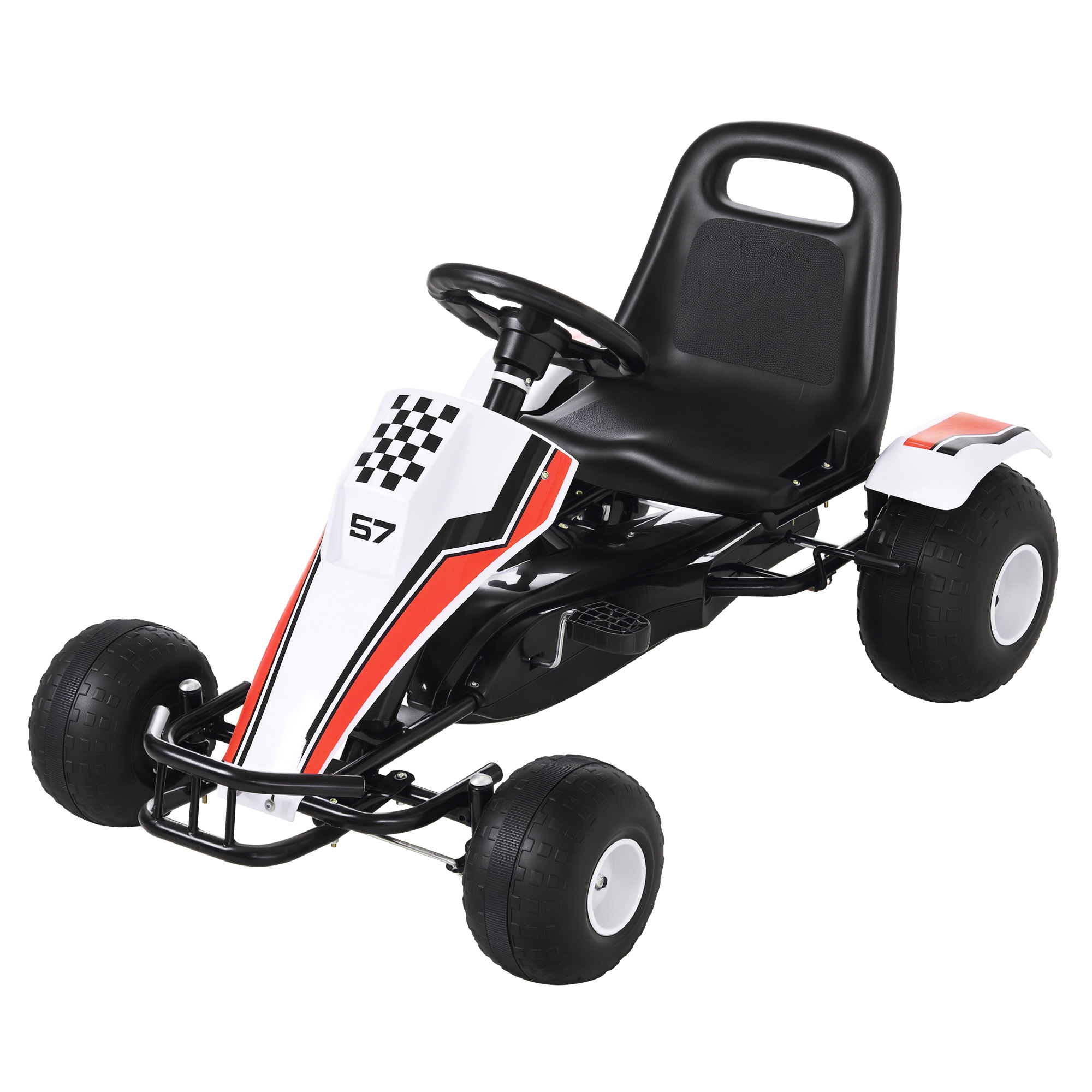Pedal-gokart Mit Verstellbarem Sitz, Bremse, Pedalantrieb, Vorwärts- Und Rückwärtsgang, Fahrzeug Für Kinder Bis 35 Kg, Für Kinder Von 3 Bis 6 Jahren, Weiß