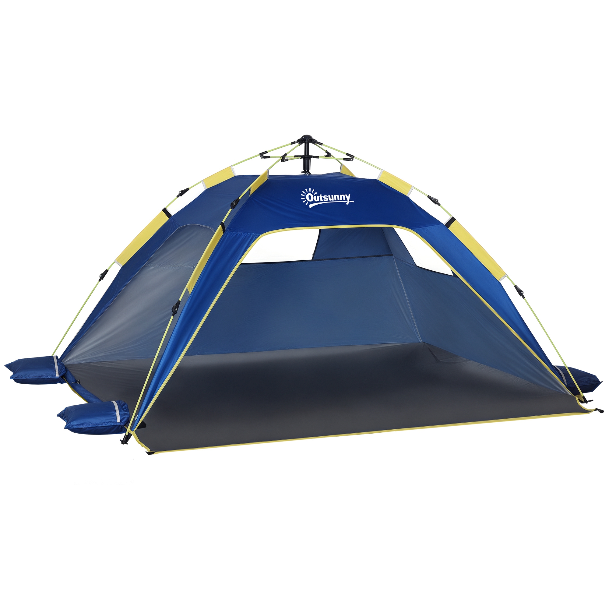 Faltbares Strandzelt Für 1–2 Personen Mit 2 Eingängen, 2 Fenstern Und Tragetasche, 220 X 173 X 120 Cm, Dunkelblau