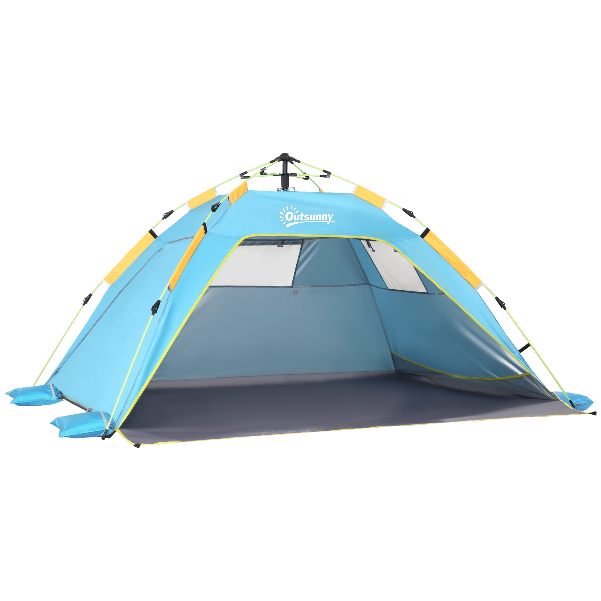 Faltbares Strandzelt Für 1–2 Personen Mit 2 Eingängen, 2 Fenstern Und Tragetasche, 220 X 173 X 120 Cm, Hellblau