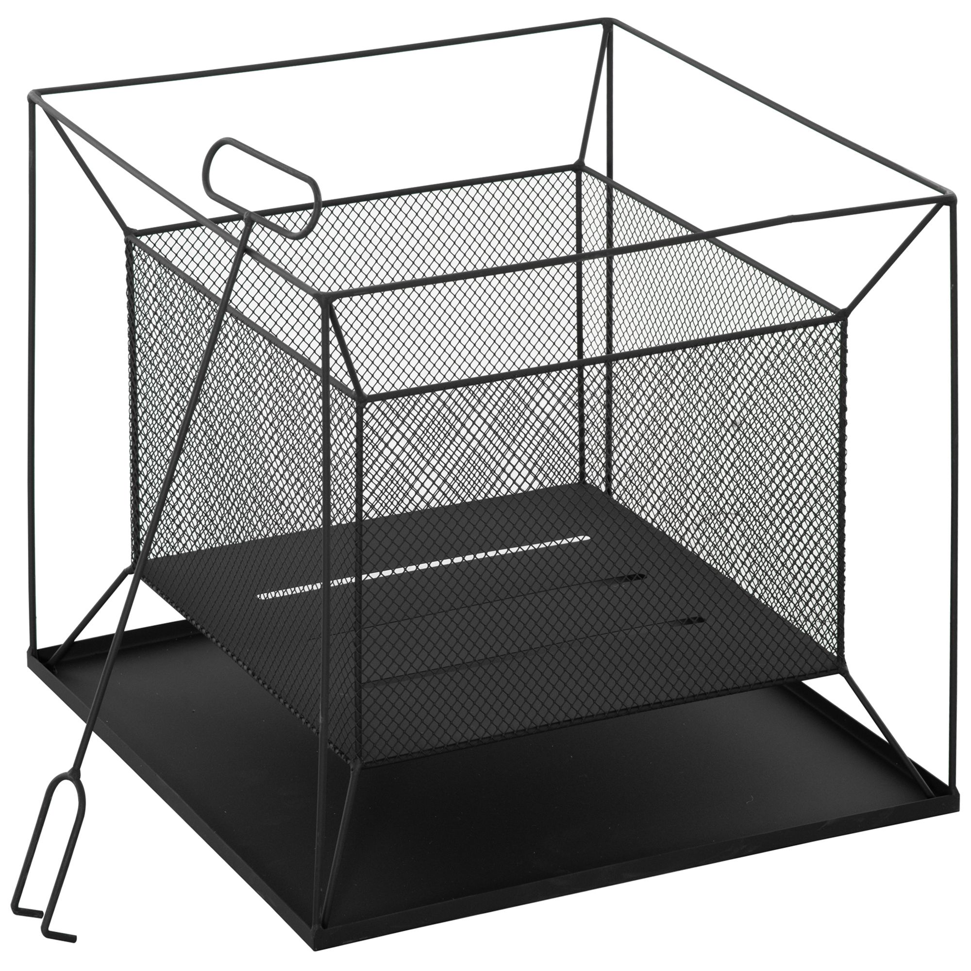 Braciere Da Giardino Portatile In Metallo, Braciere Da Esterno Con Design Sospeso E Attizzatoio, 45x45x43cm Nero
