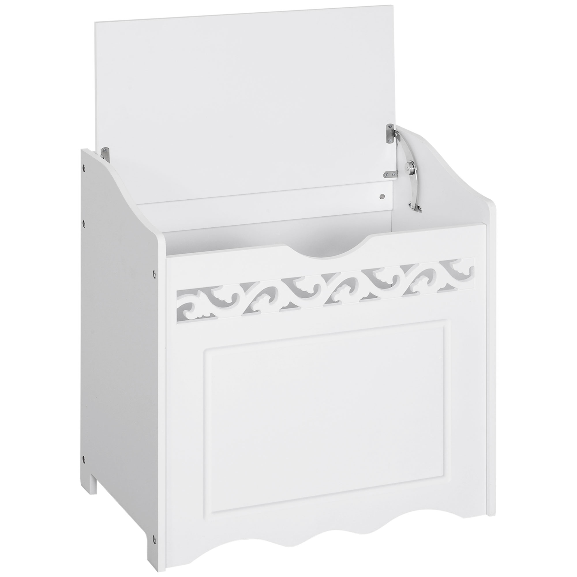 Mobiletto Da Bagno En Legno Con Vano Contenitore, 55x34x58 Cm, Bianco