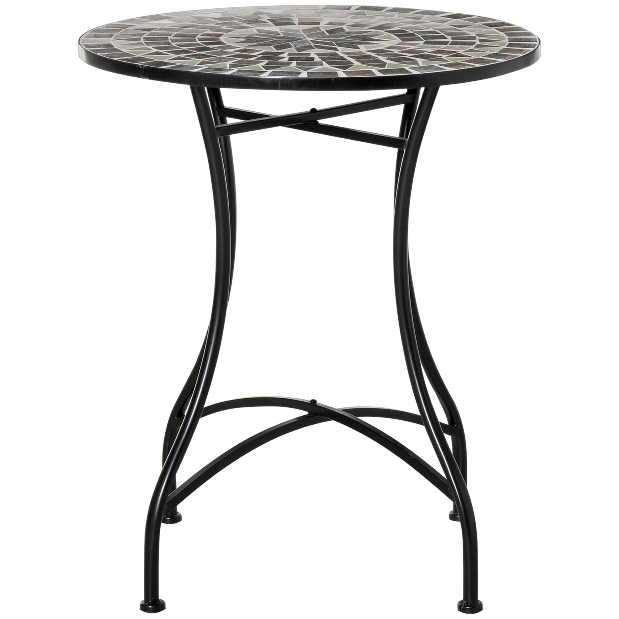 Tavolino Da Giardino Ed Esterno En Metallo E Ceramica Nero