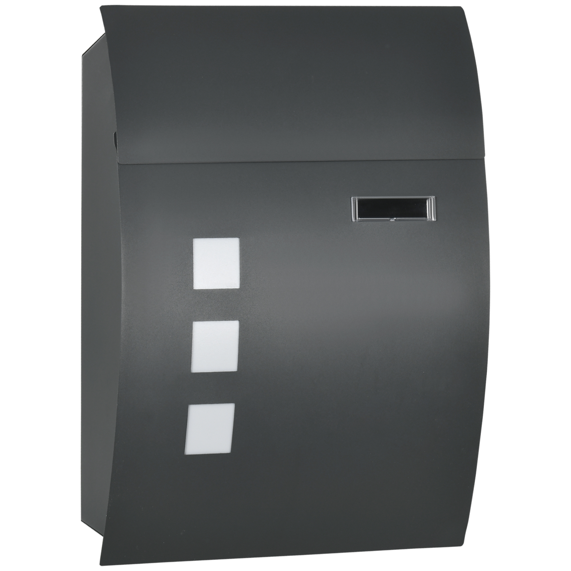 Postkassette Ricurva In Acciaio Mit 3 Fessure Und 2 Chiavi Di Sicurezza 45x10x32 Cm, Grau