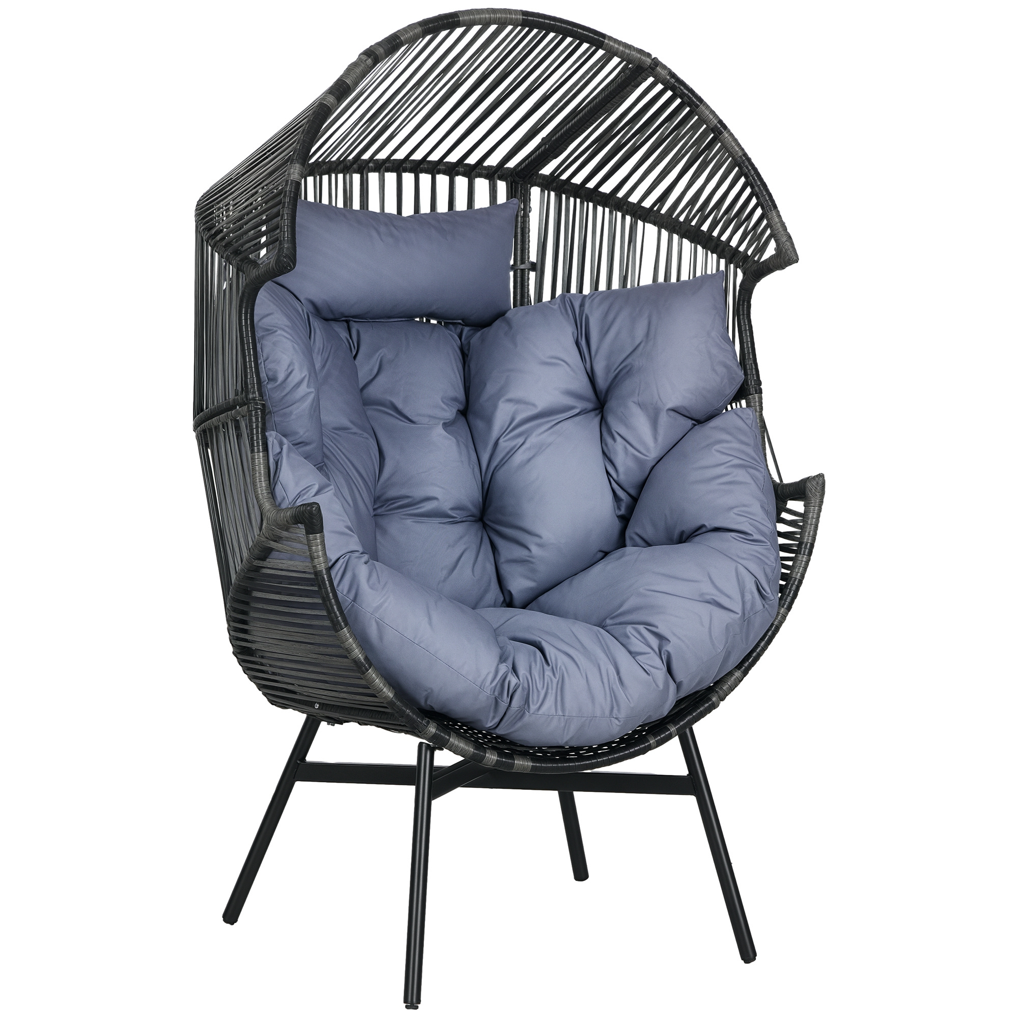 Rattansessel, Gartensessel, Pe-rattan, 89 Cm X 75 Cm X 143 Cm, Grau Und Schwarz